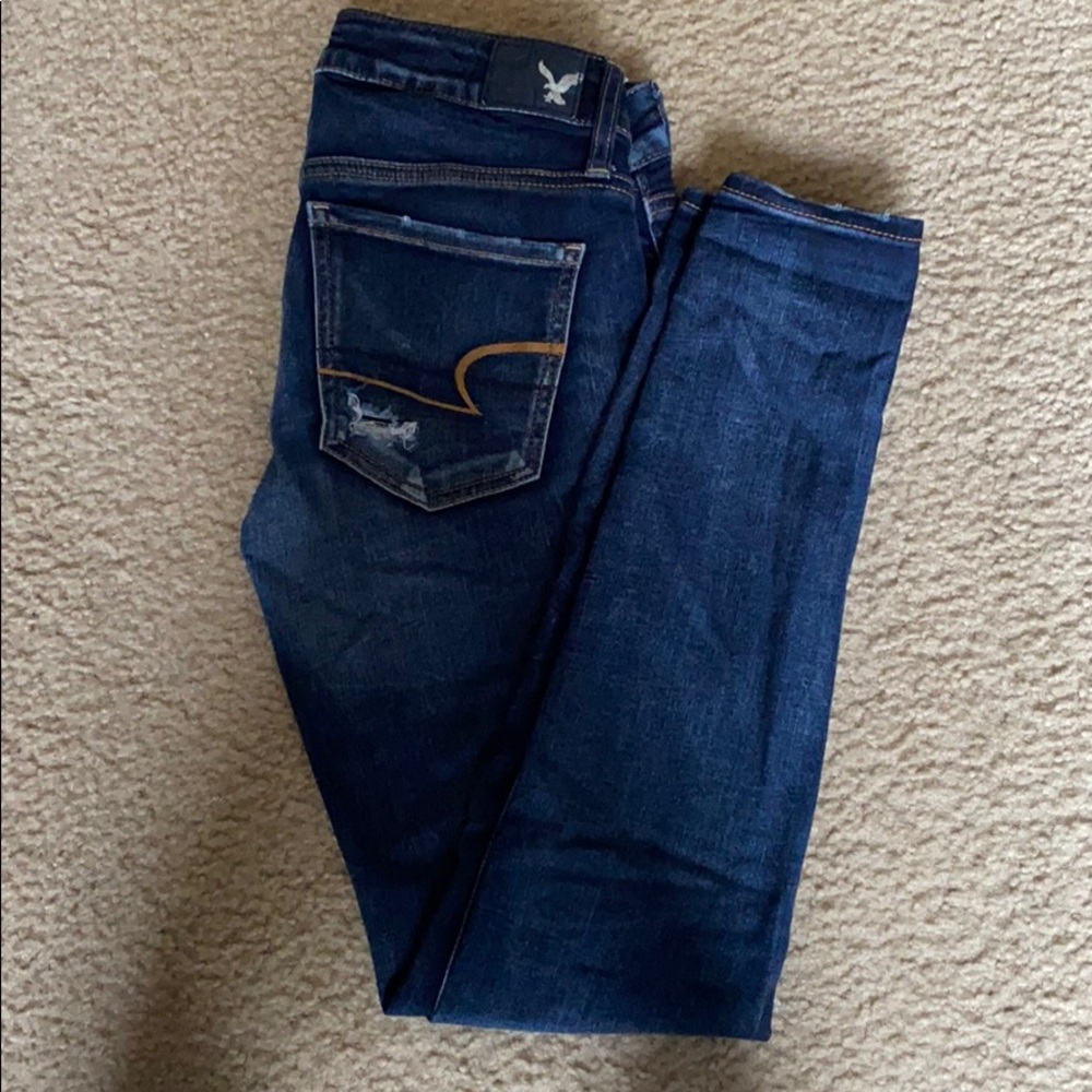 Dark Wash, ripped, American Eagle jeggings